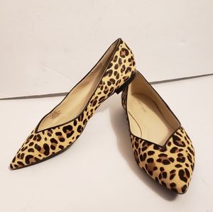 Marc Fisher size 11 leopard print calf hair flats